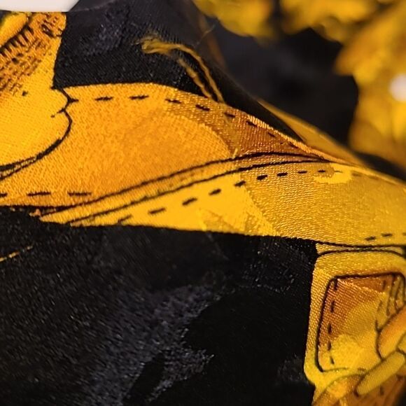 PATRICK 90s Silk Statement Buckle Design Dress Black & Gold Equestrian Glam | 12 - Picture 13 of 14